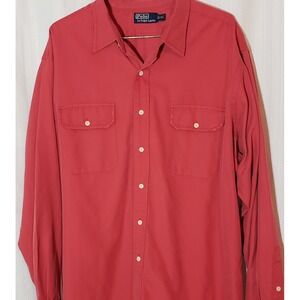Polo Ralph Lauren Cotton, Silk Blend Men's Long Sleeve Shirt Size XXL Light Red